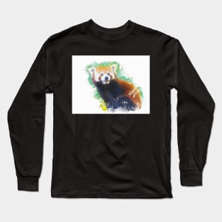 Red Panda Animal Wildlife Forest Nature Adventure Bamboo Graphic Digital Painting Long Sleeve T-Shirt